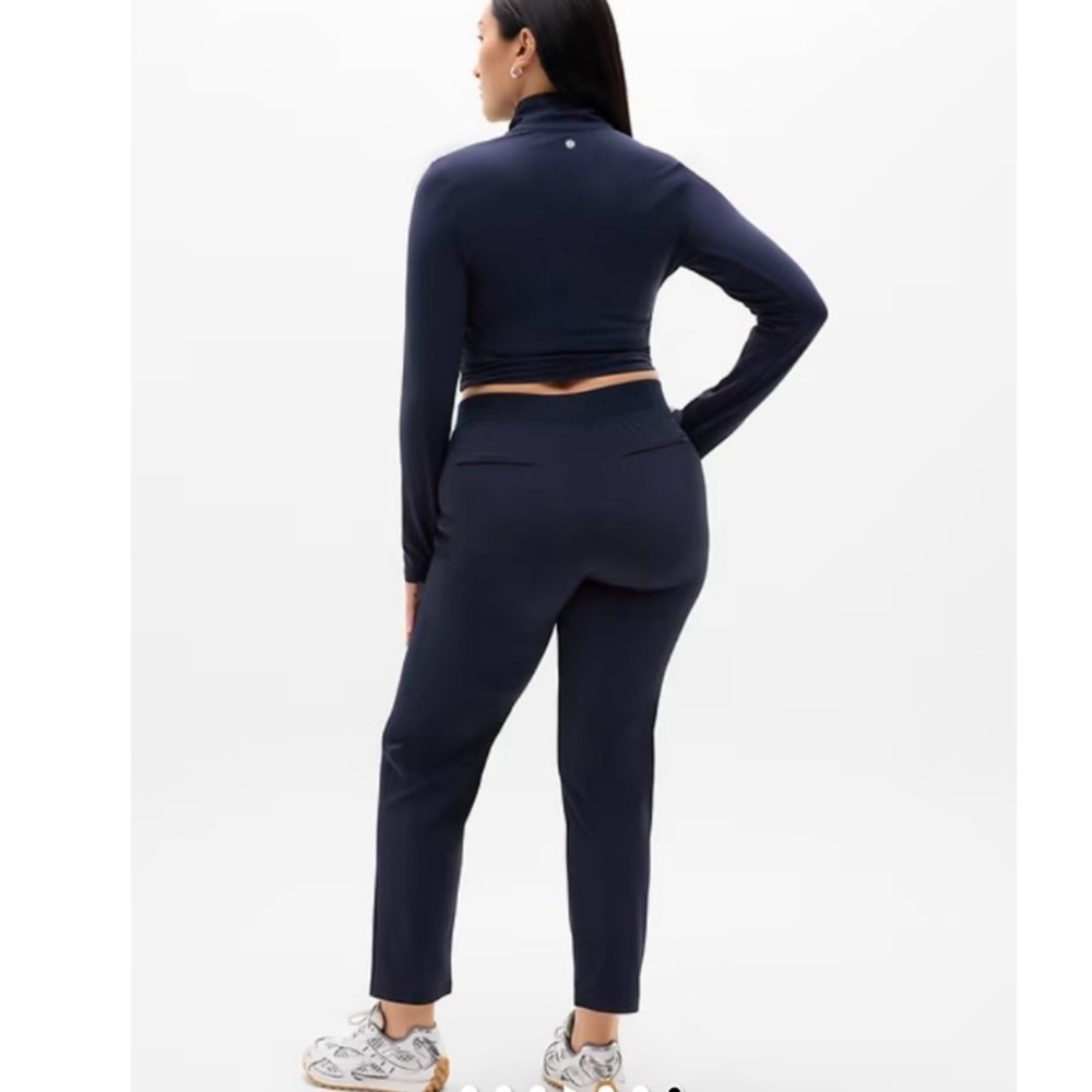 Athleta New Brooklyn Ankle Pants Size 16 Navy Blue Mid Rise Pull On - Picture 3 of 16